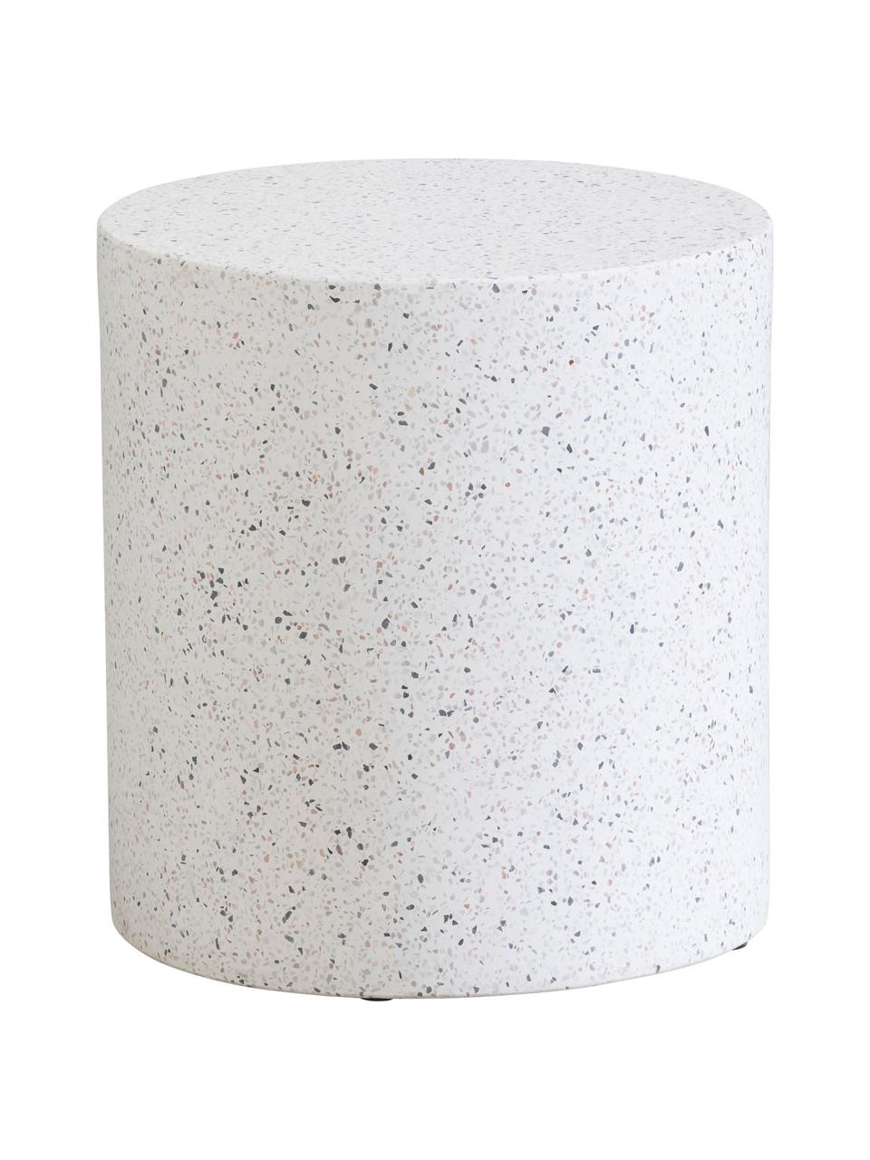 Table d'appoint de jardin ronde Terrazzo, Terrazzo, ciment, Blanc, Ø 37 x haut. 40 cm