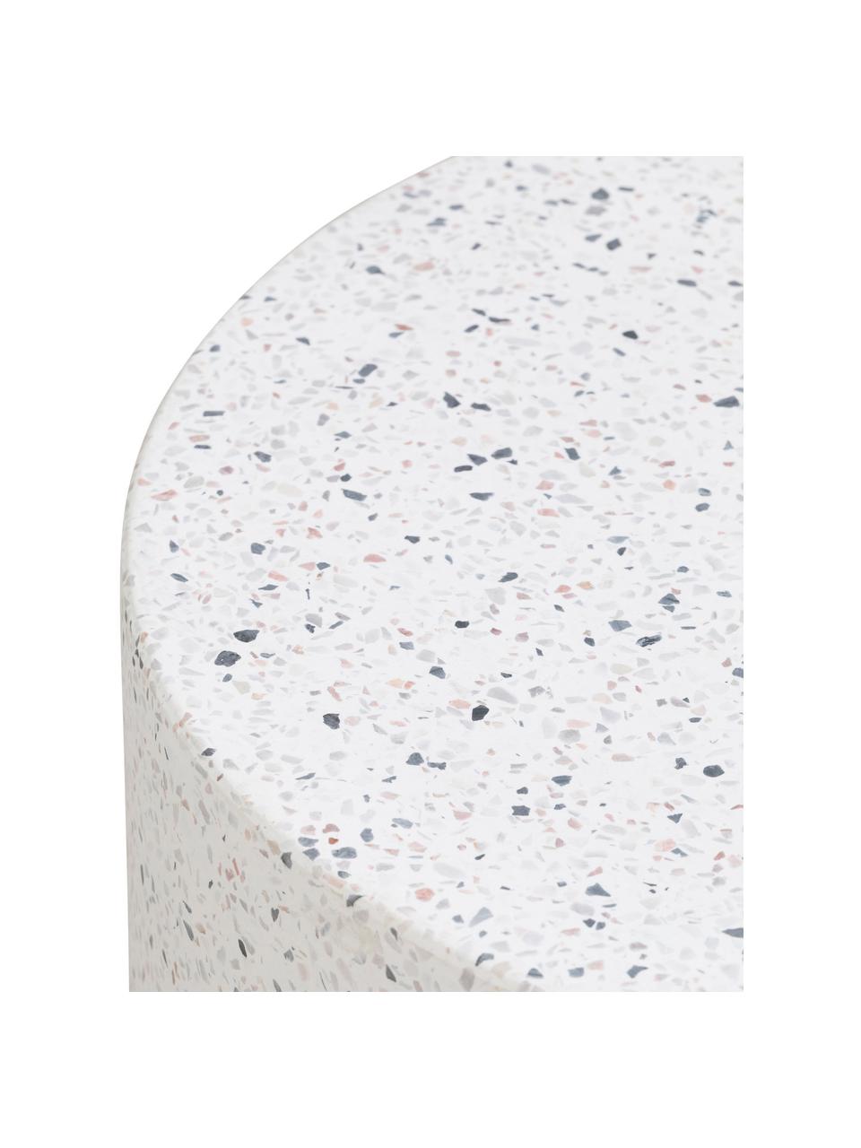 Runder Garten-Beistelltisch Terrazzo, Terrazzo, Zement, Weiss, Ø 37 x H 40 cm