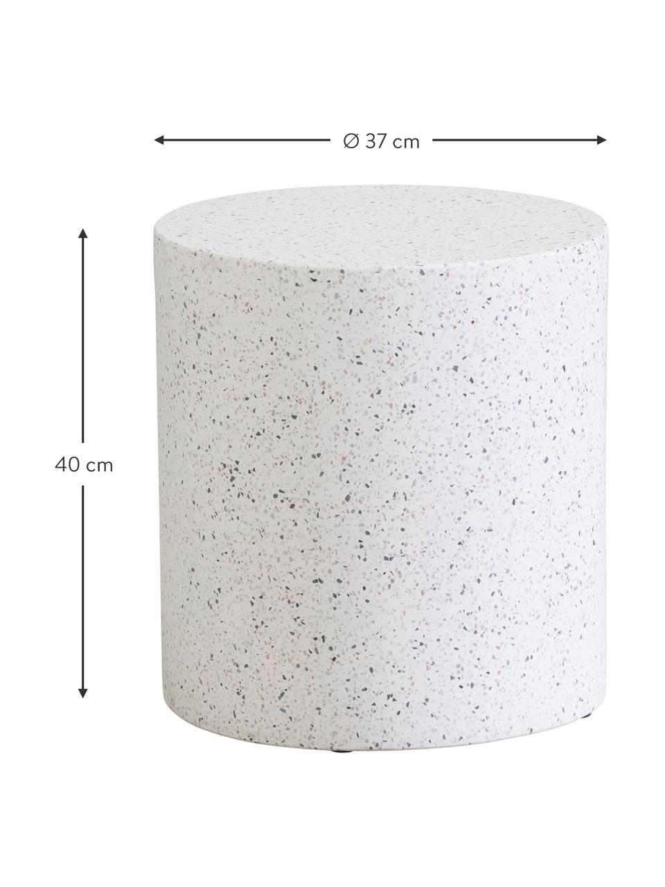 Table d'appoint de jardin ronde Terrazzo, Terrazzo, ciment, Blanc, Ø 37 x haut. 40 cm