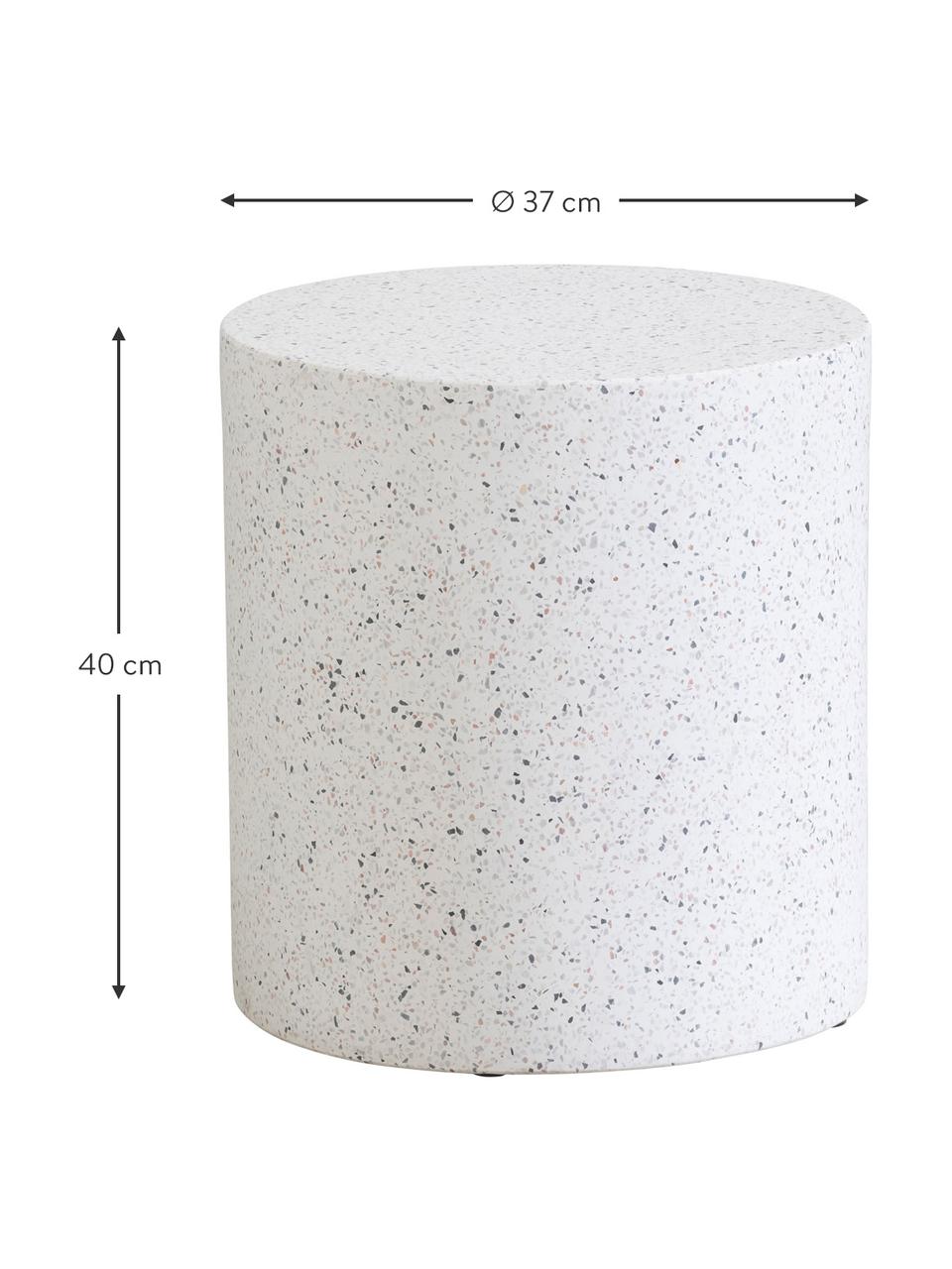 Table d'appoint de jardin ronde blanche Terrazzo, Terrazzo, ciment, Blanc, Ø 37 x haut. 40 cm