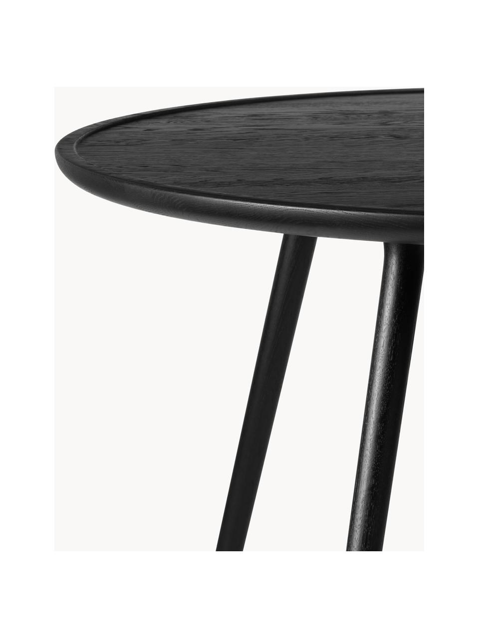 Table basse artisanale en bois de chêne Accent, Bois de chêne, certifié FSC, Noir, Ø 110 x haut. 73 cm