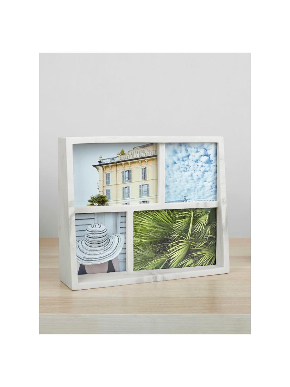 Portafoto multiplo da tavolo Edge, Poliresina con effetto marmo, Bianco, Set in varie misure