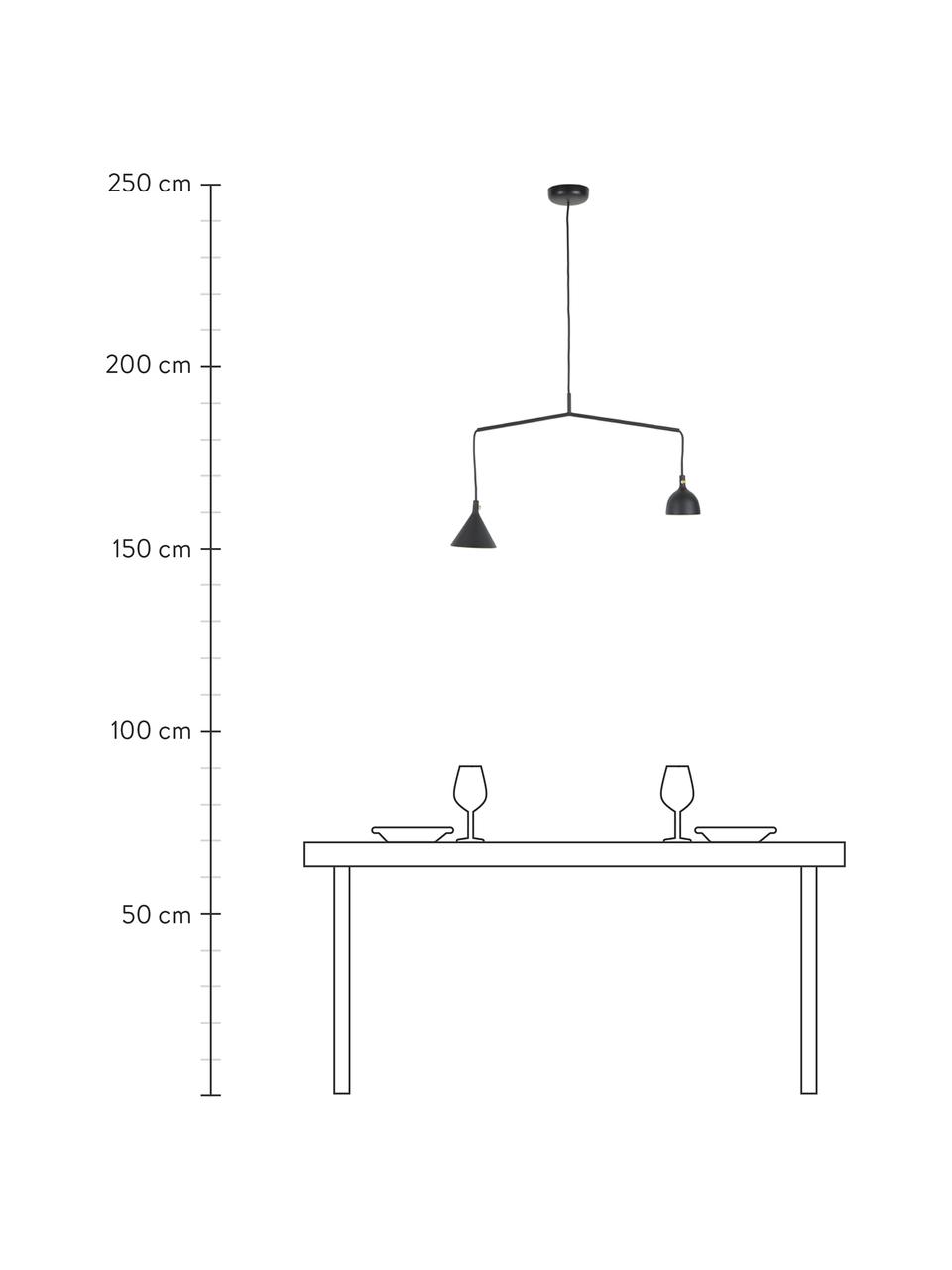 Lampa wisząca z metalu Cast, Czarny, S 66 x W 32 cm