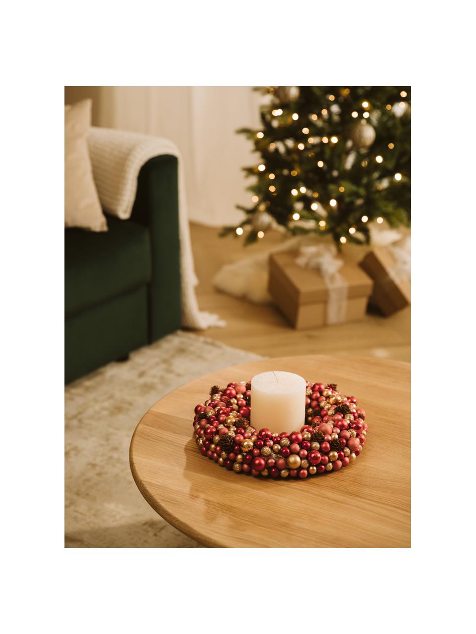 Vánoční věnec Festivity, Umělá hmota, polystyren, Červená, zlatá, Ø 33 cm, V 7 cm