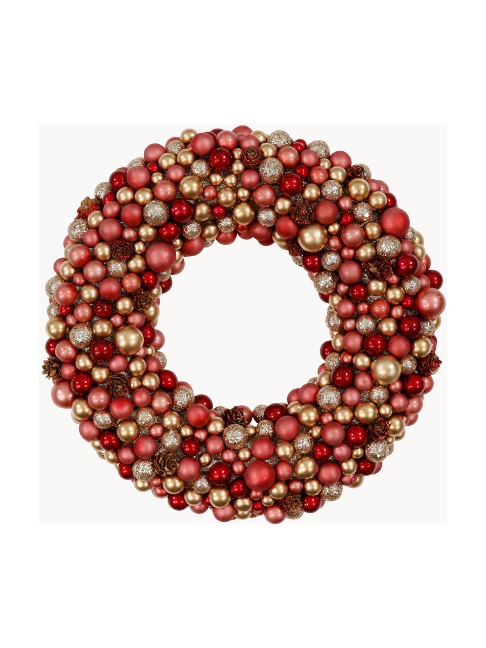 Couronne de Noël Festivity, Plastique, polystyrène, Rouge, doré, Ø 33 x haut. 7 cm