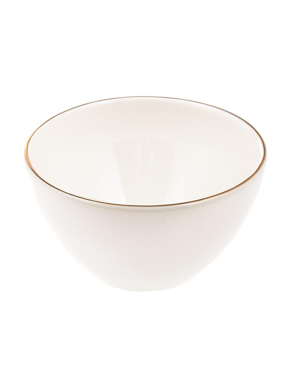 Ručně vyrobená miska se zlatým okrajem Allure, 6 ks, Keramika, Bílá, zlatá, Ø 15 cm