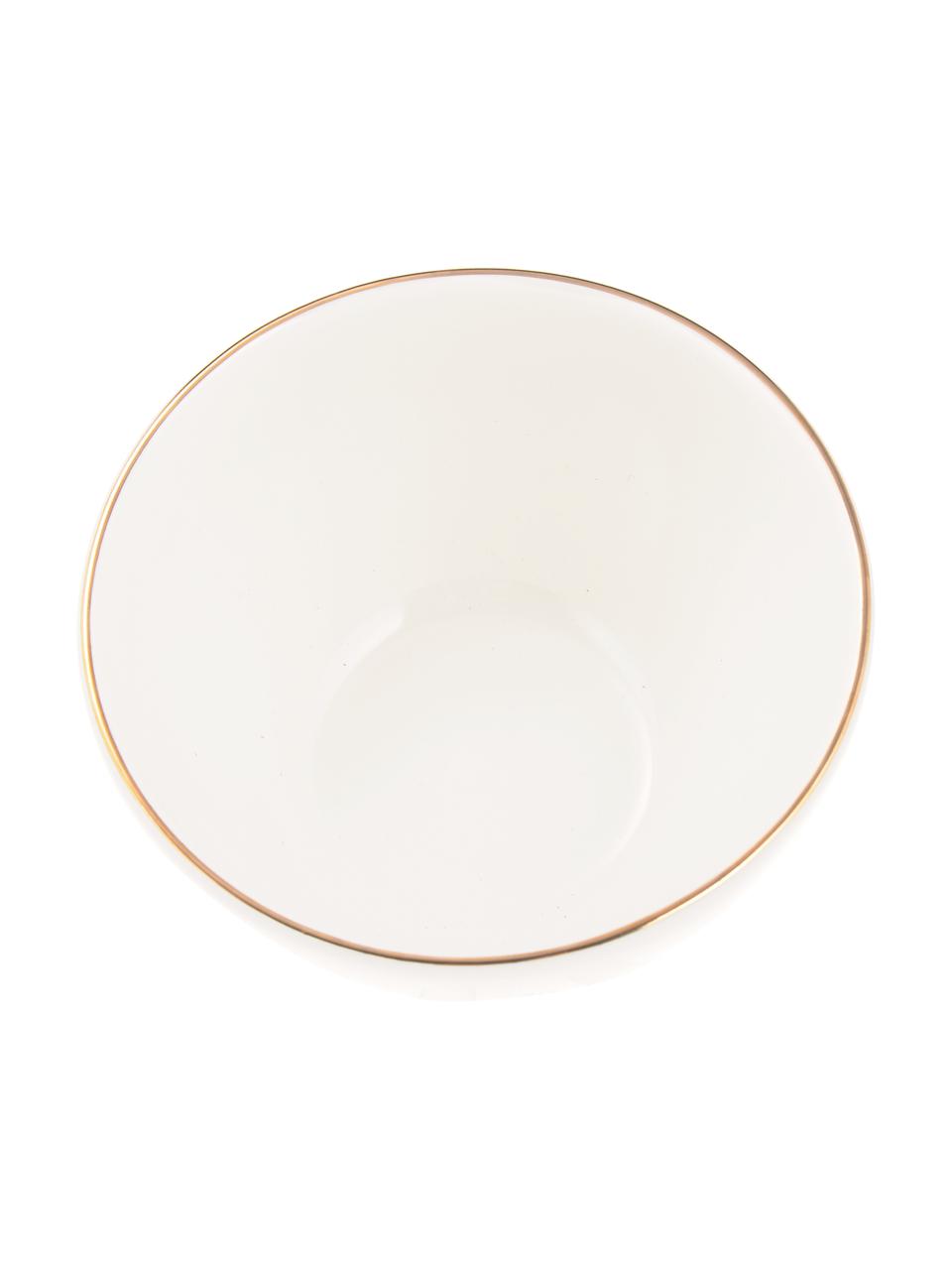 Ručně vyrobená miska se zlatým okrajem Allure, 6 ks, Keramika, Bílá, zlatá, Ø 15 cm