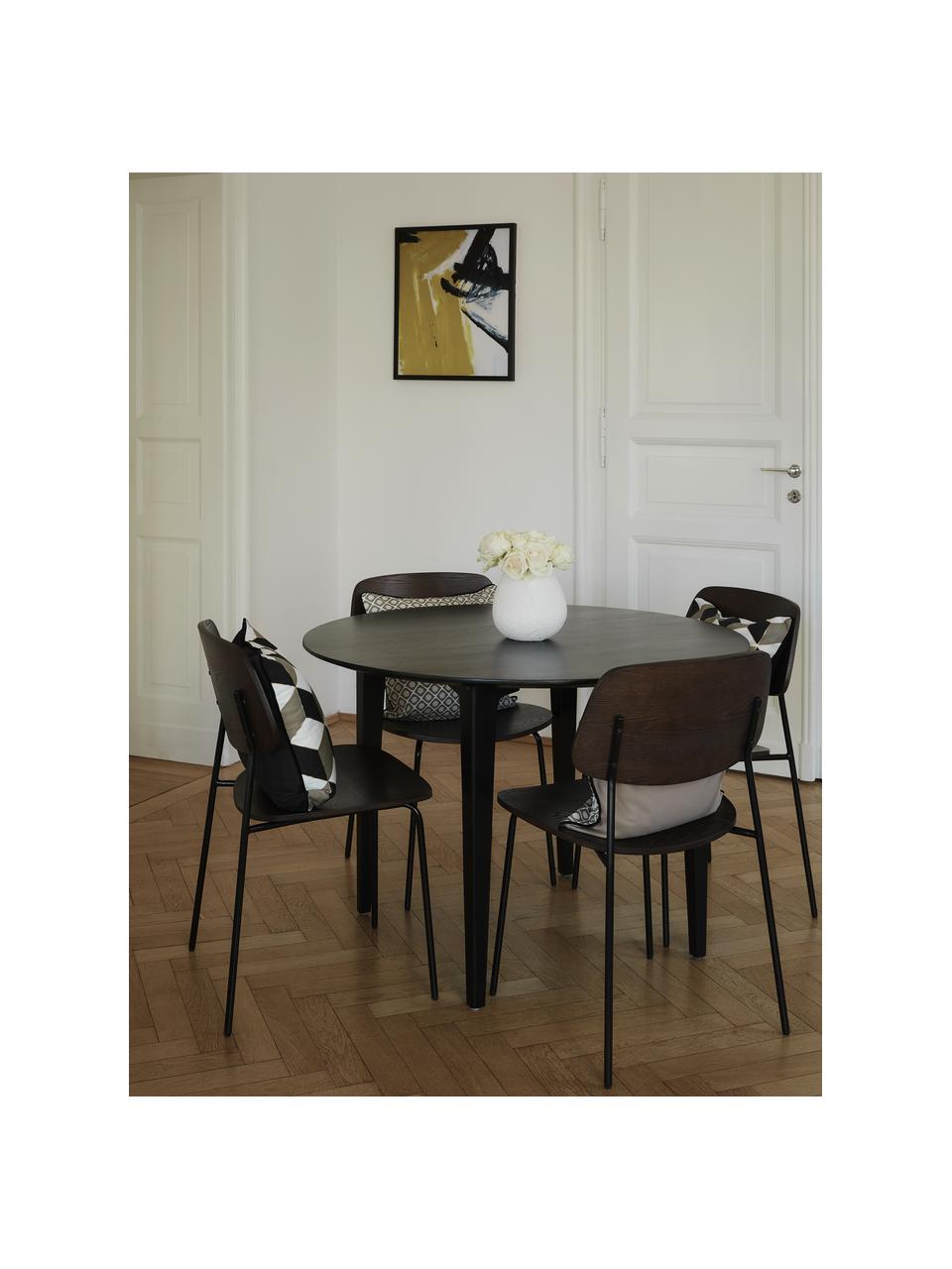Okrągły stół do jadalni z drewna mangowego Archie, Lite drewno mangowe, lakierowane, Czarny, Ø 110 x W 75 cm