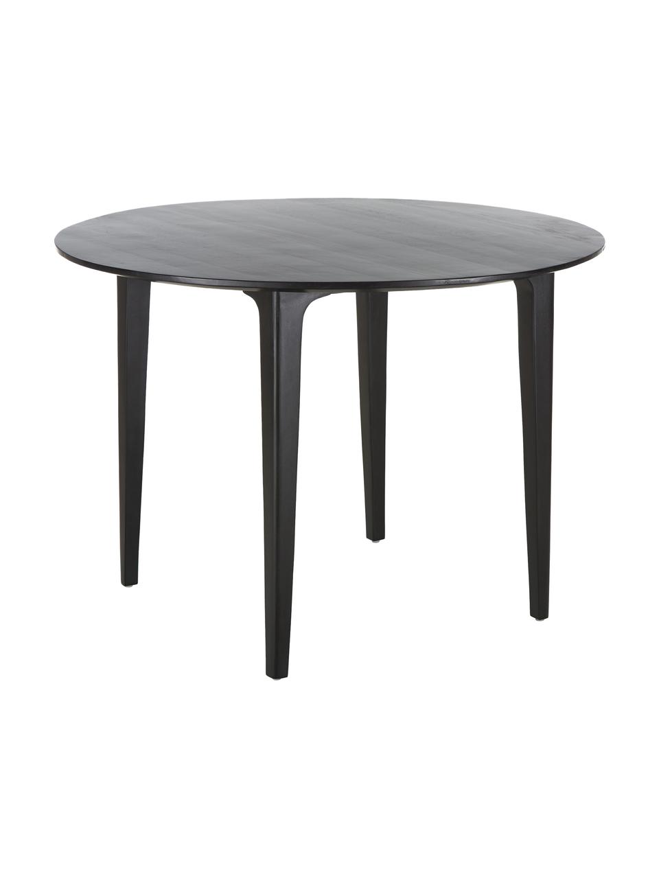 Table à manger ronde en bois massif noir Archie, Ø 110 cm, Manguier massif, laqué, Bois de manguier, noir laqué, Ø 110 x haut. 75 cm