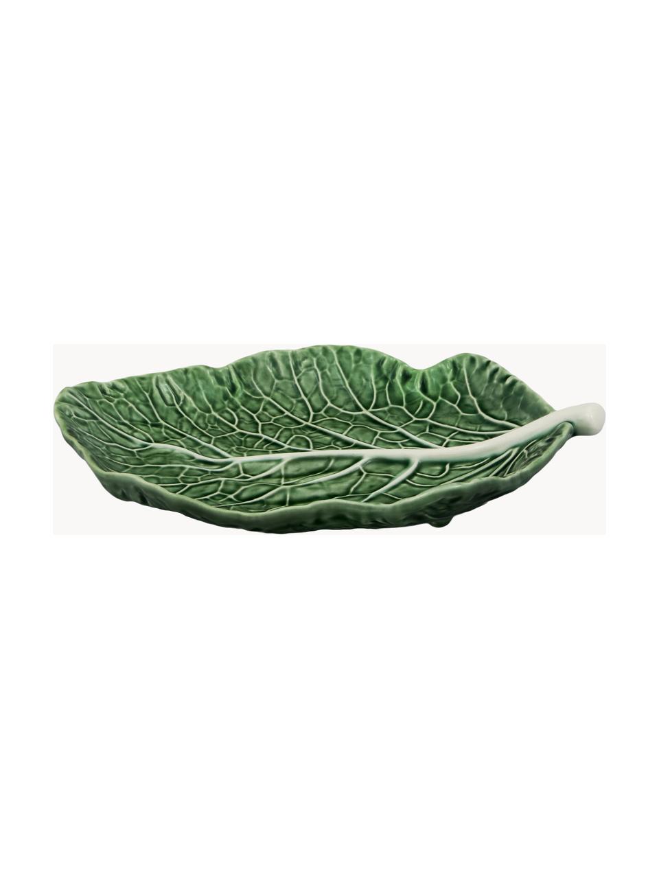 Ručně malovaný servírovací talíř Cabbage, Kamenina, Tmavě zelená, Š 25 cm, H 17 cm