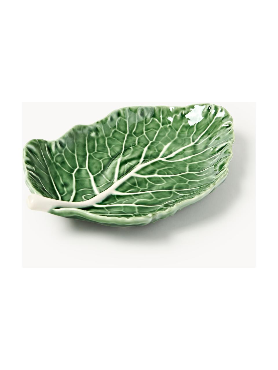 Ručně malovaný servírovací talíř Cabbage, Kamenina, Tmavě zelená, Š 25 cm, H 17 cm