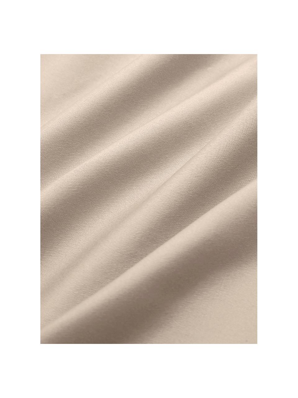 Drap-housse satin de coton bio beige Premium, Taupe, 90 x 200 cm