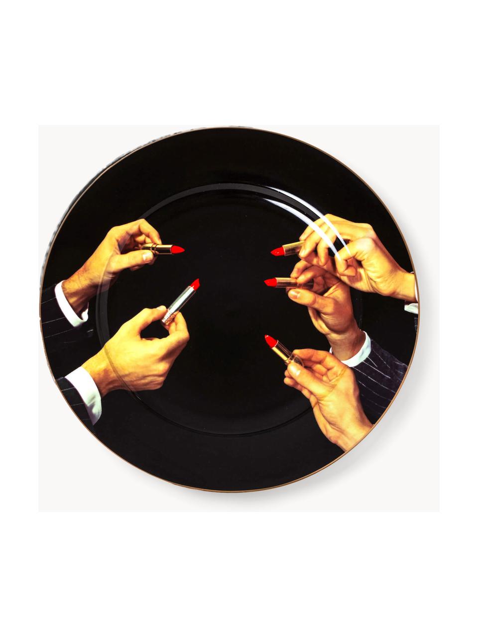 Assiette plate design en porcelaine Lipsticks Black, Porcelaine, Noir, multicolore, Ø 27 cm