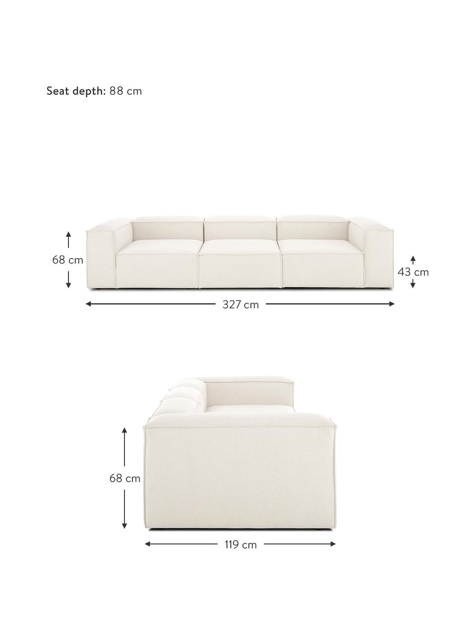 Sofá modular Lennon (4 plazas), Tapizado: 100% poliéster Alta resis, Estructura: madera de pino maciza, ma, Patas: plástico, Tejido beige, An 327 x F 119 cm