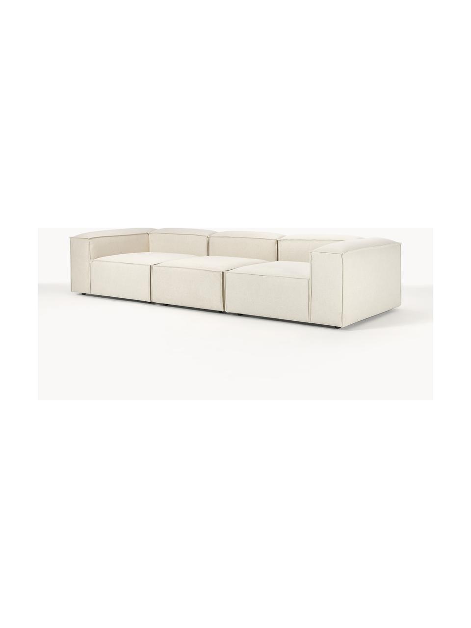 Modulares Sofa Lennon (4-Sitzer), Bezug: 100 % Polyester Der strap, Gestell: Massives Kiefernholz FSC-, Füße: Kunststoff, Webstoff Off White, B 327 x T 119 cm