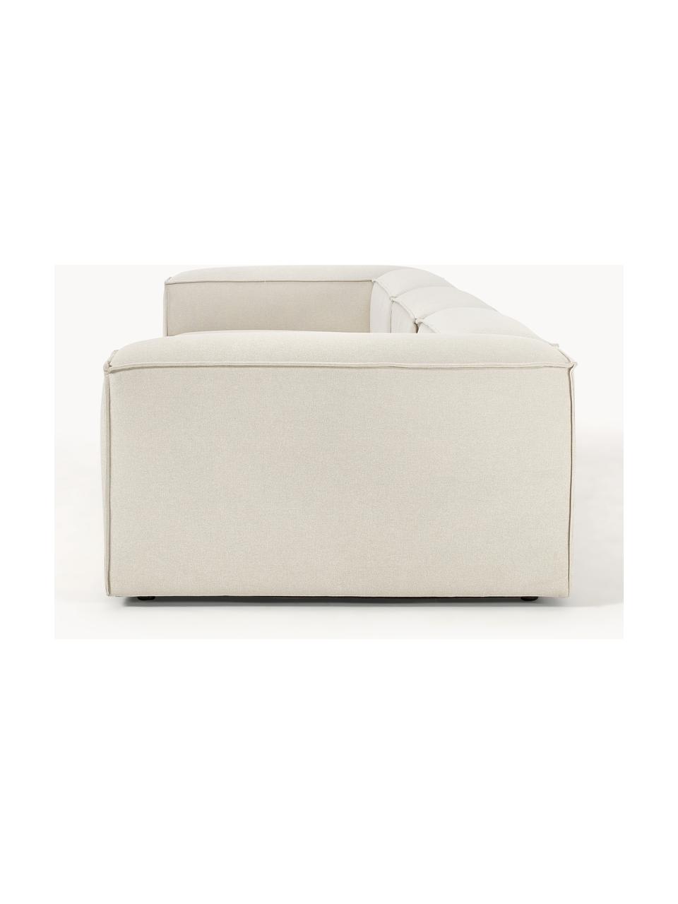 Modulares Sofa Lennon (4-Sitzer), Bezug: 100 % Polyester Der strap, Gestell: Massives Kiefernholz, Spe, Füße: Kunststoff Dieses Produkt, Webstoff Off White, B 327 x T 119 cm