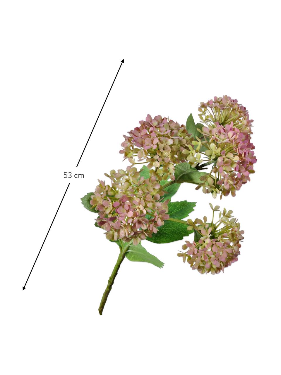 Flor artificial Hortensie, Plástico, alambre de metal, Rosa, verde, L 53 cm