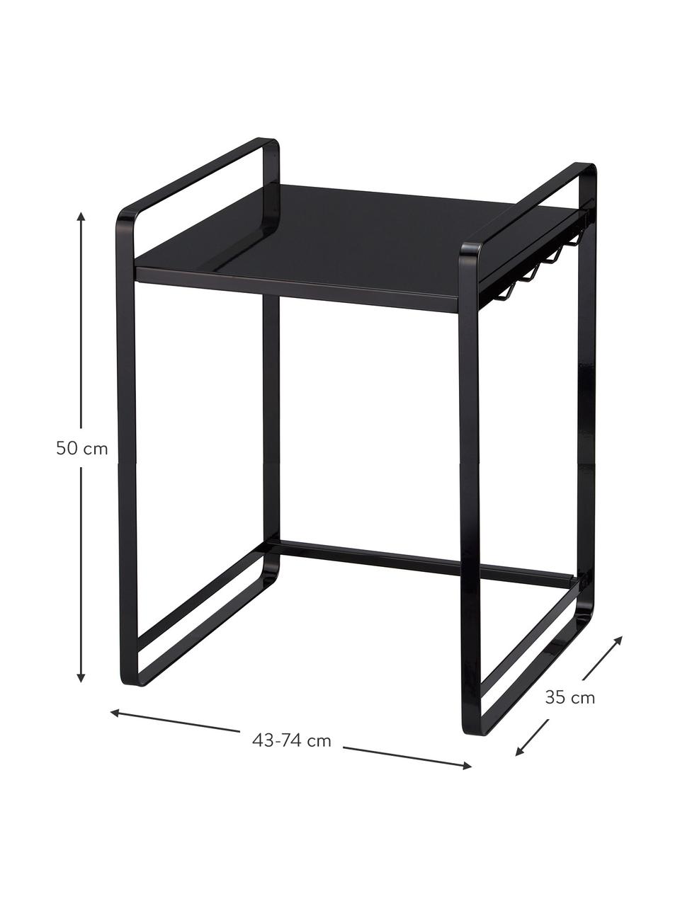 Ripiano da cucina estraibile Tower, Acciaio rivestito, Nero, Larg. 43-74 x Alt. 50 cm