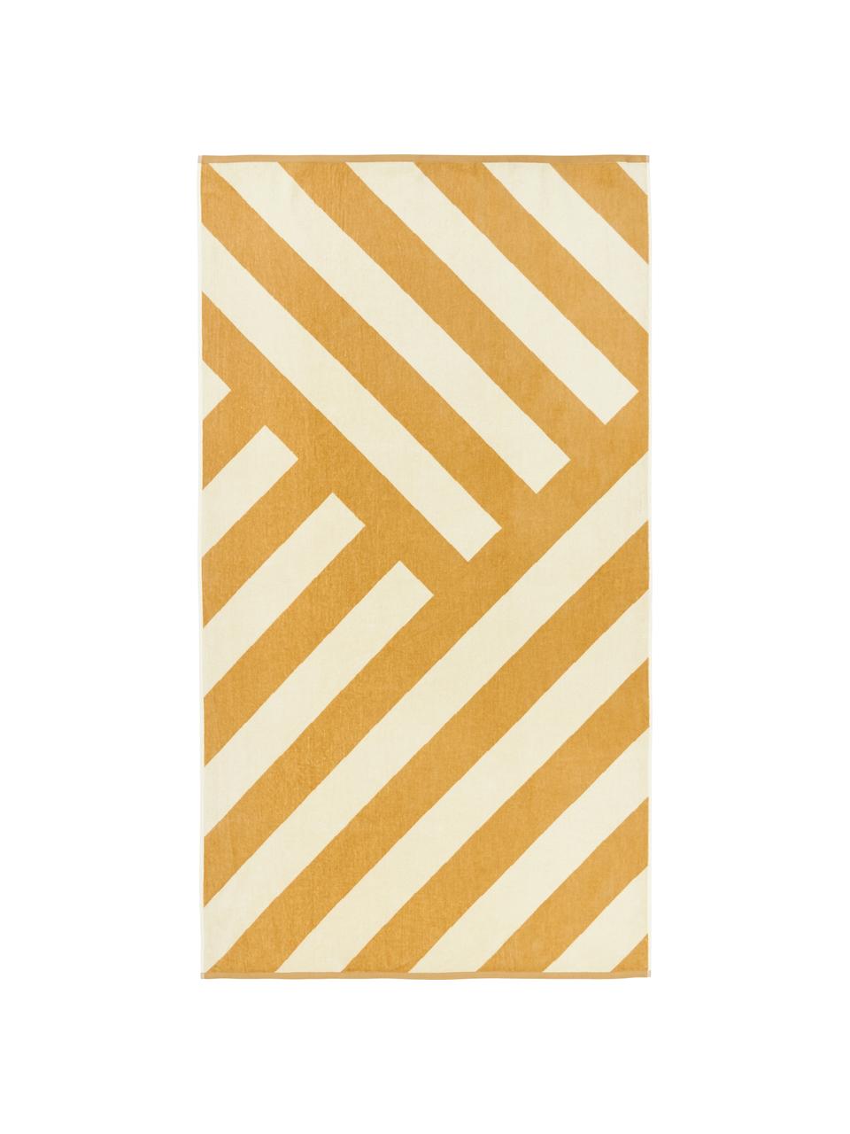 Strandlaken Suri met zigzag patroon, Geel, B 90 x L 170 cm