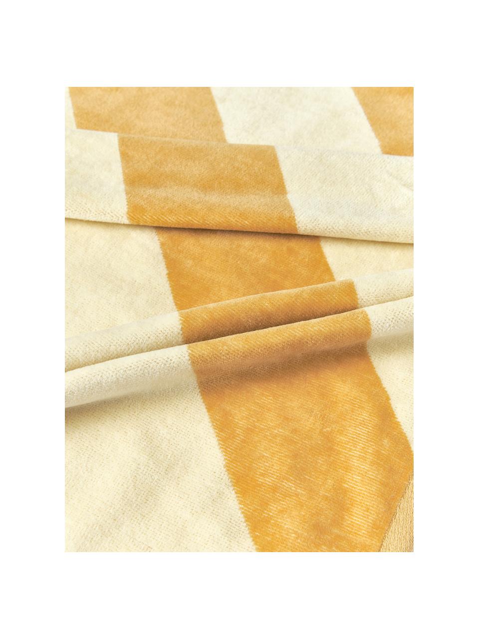 Strandlaken Suri met zigzag patroon, Geel, B 90 x L 170 cm