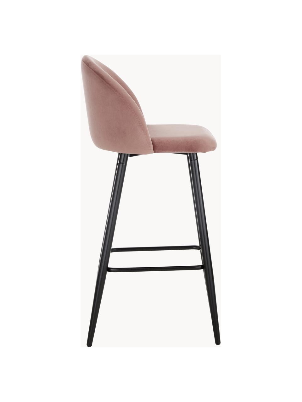 Tabouret de bar en velours Amy, Velours rose, larg. 45 x haut. 103 cm