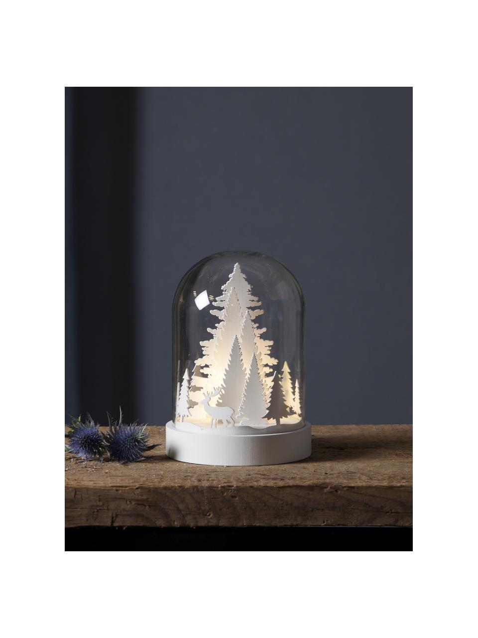 Décoration lumineuse LED Reindeer, alimentée par piles, Panneau en fibres de bois à densité moyenne, plastique, verre, Blanc, transparent, Ø 13 x haut. 18 cm