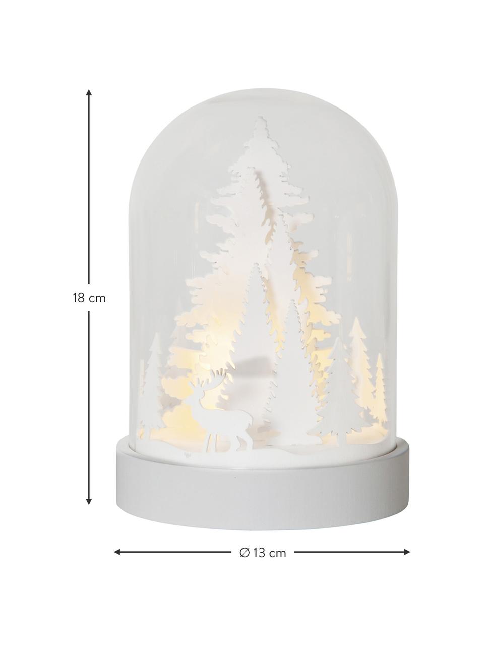 Svítící LED dekorace na baterie Reindeer, Dřevovláknitá deska střední hustoty, umělá hmota, sklo, Bílá, transparentní, Ø 13 cm, V 18 cm