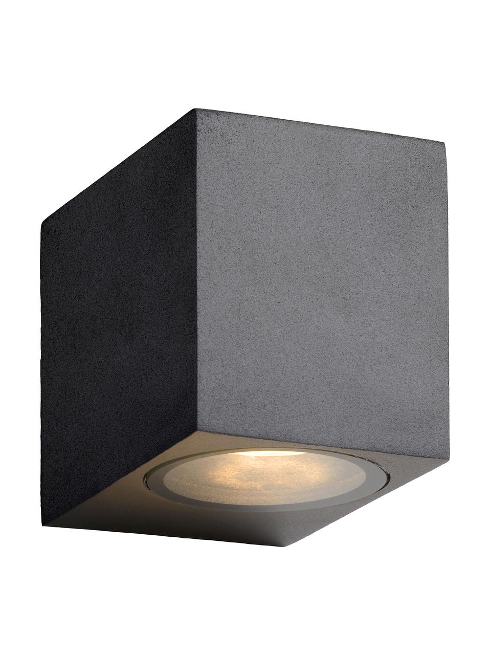 Außenwandleuchte Zora in Schwarz, Lampenschirm: Aluminium, beschichtet, Diffusorscheibe: Glas, Schwarz, 7 x 8 cm