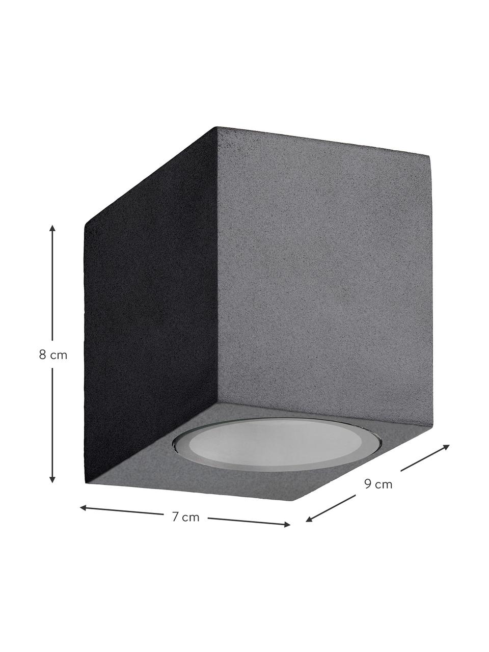 Außenwandleuchte Zora in Schwarz, Lampenschirm: Aluminium, beschichtet, Diffusorscheibe: Glas, Schwarz, 7 x 8 cm