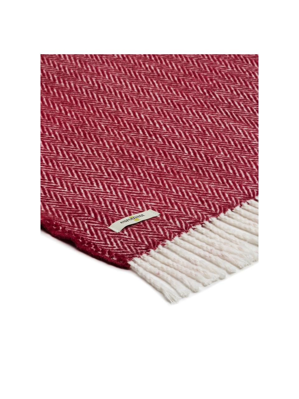 Plaid coton rouge Skyline, Bordeaux, blanc cassé