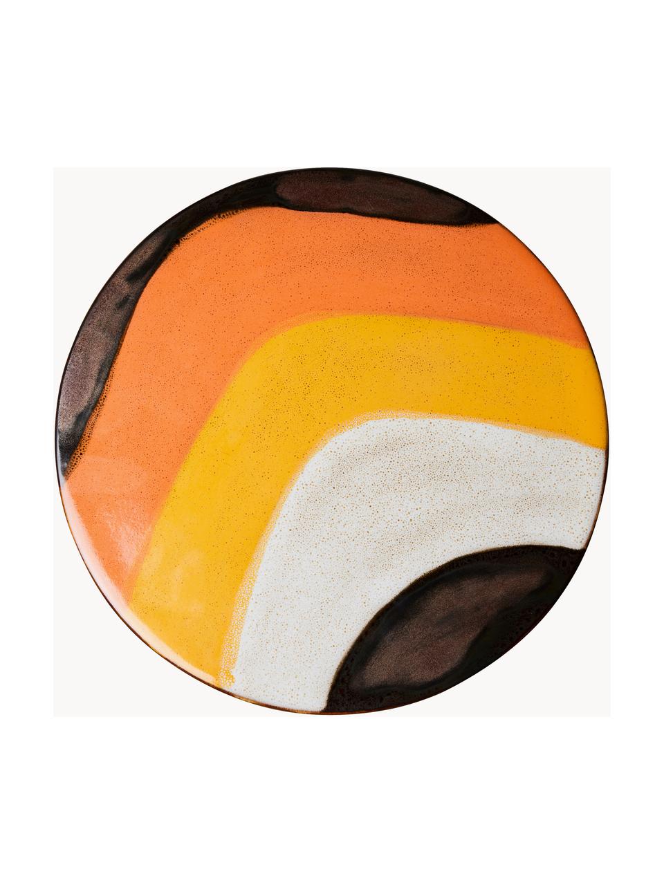 Présentoir à gâteau artisanal 70's, Ø21 cm, Grès cérame, Multicolore, Ø 33 x haut. 10 cm