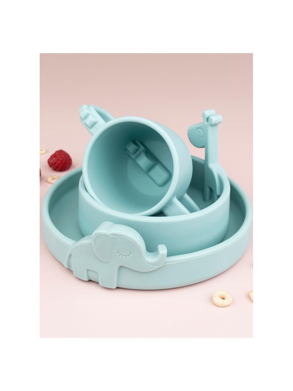 Kinderteller Peekaboo, 100 % Silikon, BPA-frei, Salbeigrün, Ø 16 cm