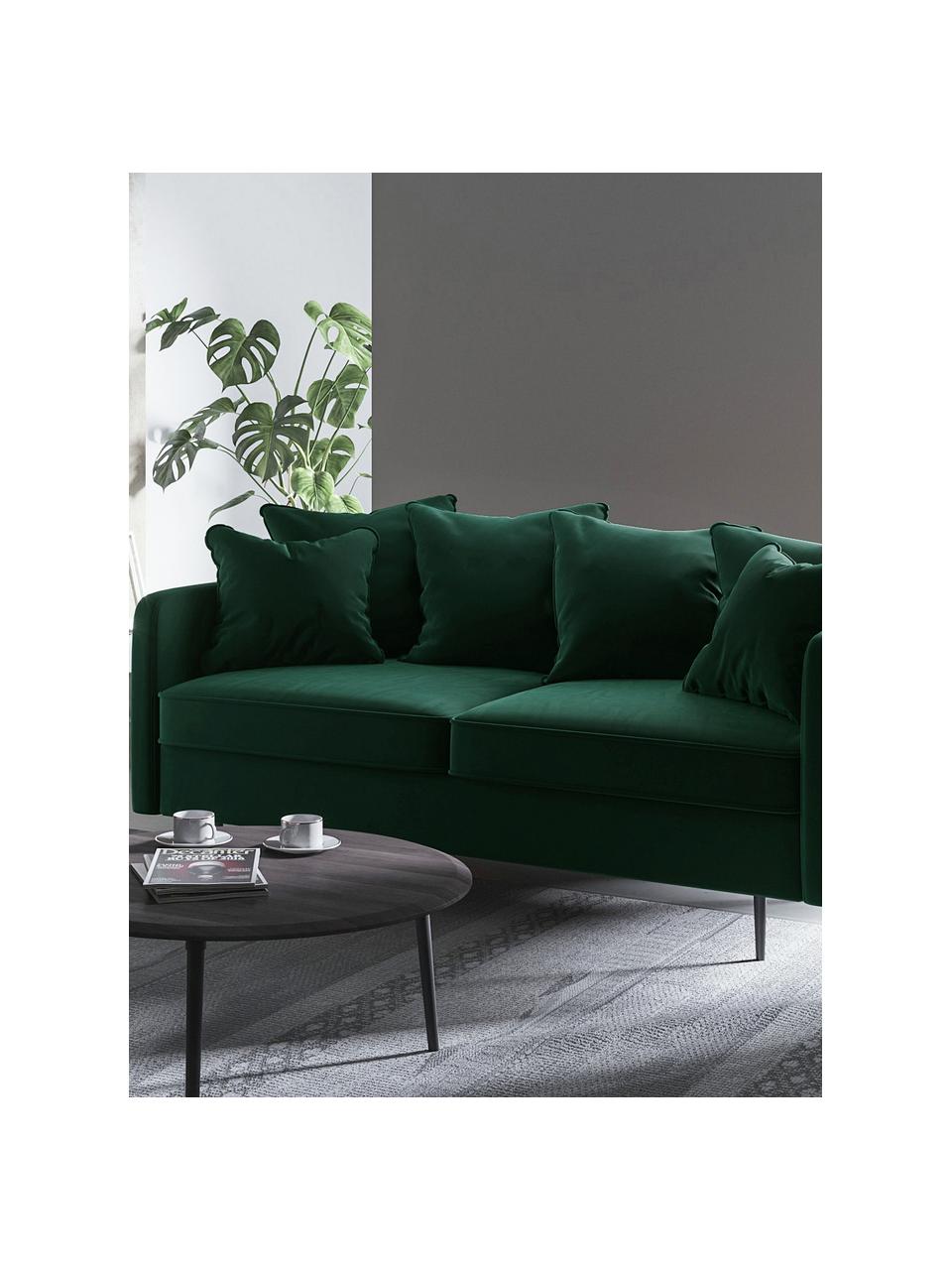 Sofá de terciopelo Esme (2 plazas), Tapizado: 100% terciopelo de poliés, Estructura: madera dura, madera bland, Patas: metal recubierto Alta res, Verde oscuro, patas negro, An 176 x F 96 cm