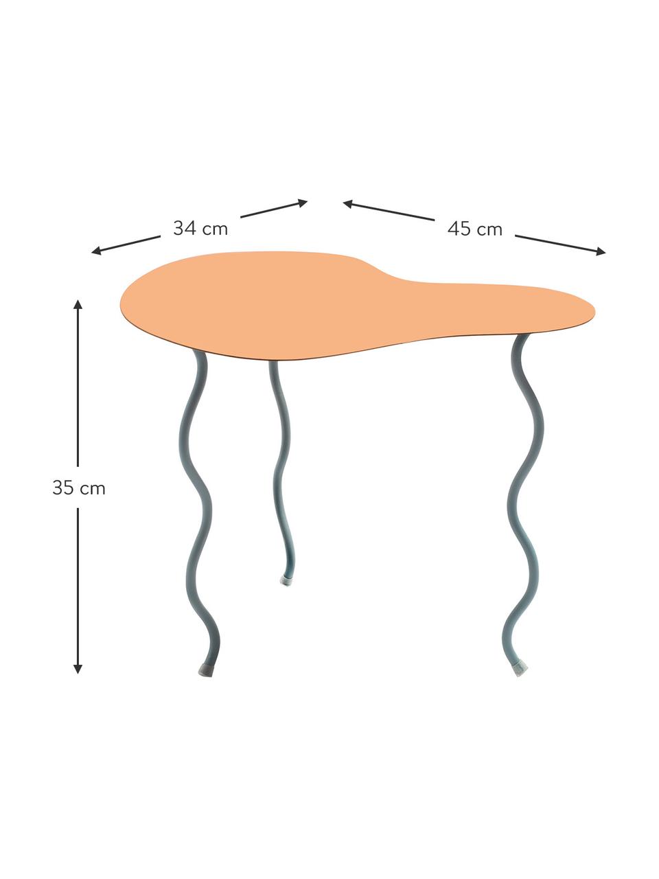 Tavolino in metallo Squiggle, Metallo rivestito, Arancione, grigio, Larg. 34 x Alt. 35 cm