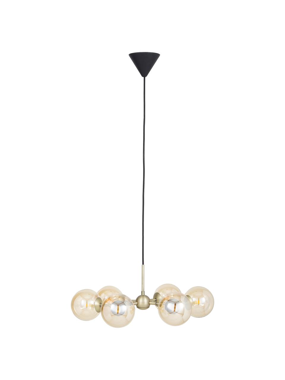 Lampada a sospensione in vetro Atom, Paralume: vetro, Struttura: metallo, Baldacchino: materiale sintetico, Ambrato, ottonato, Ø 57 x Alt. 28 cm