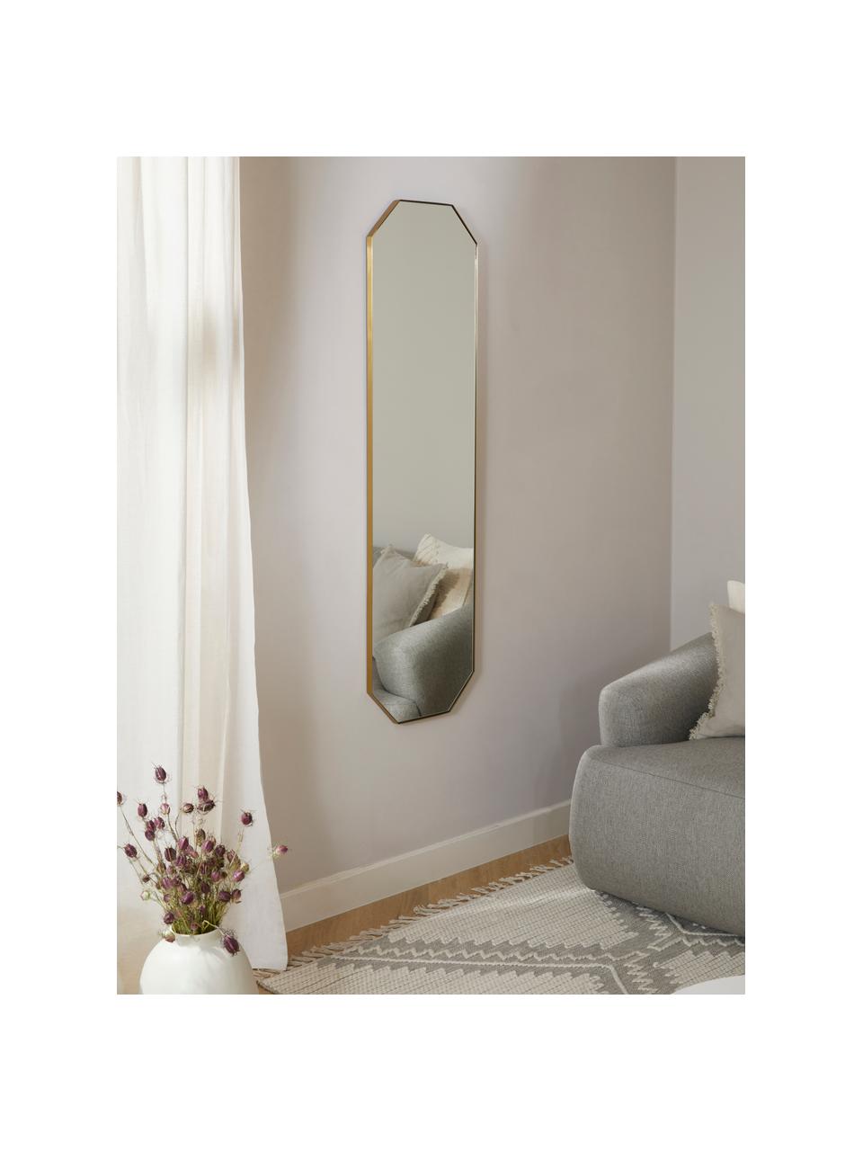 Eckiger Wandspiegel Isabella, Rahmen: Metall, Spiegelfläche: Spiegelglas, Rückseite: Mitteldichte Holzfaserpla, Goldfarben, B 40 x H 140 cm