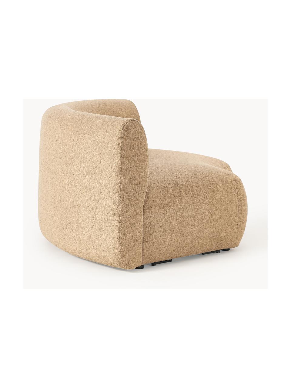 Ronde bouclé hoekmodule Sofia, Bekleding: bouclé (100% polyester) M, Frame: sparrenhout, spaanplaat, , Poten: kunststof Dit product is , Bouclé beige, B 190 x D 103 cm