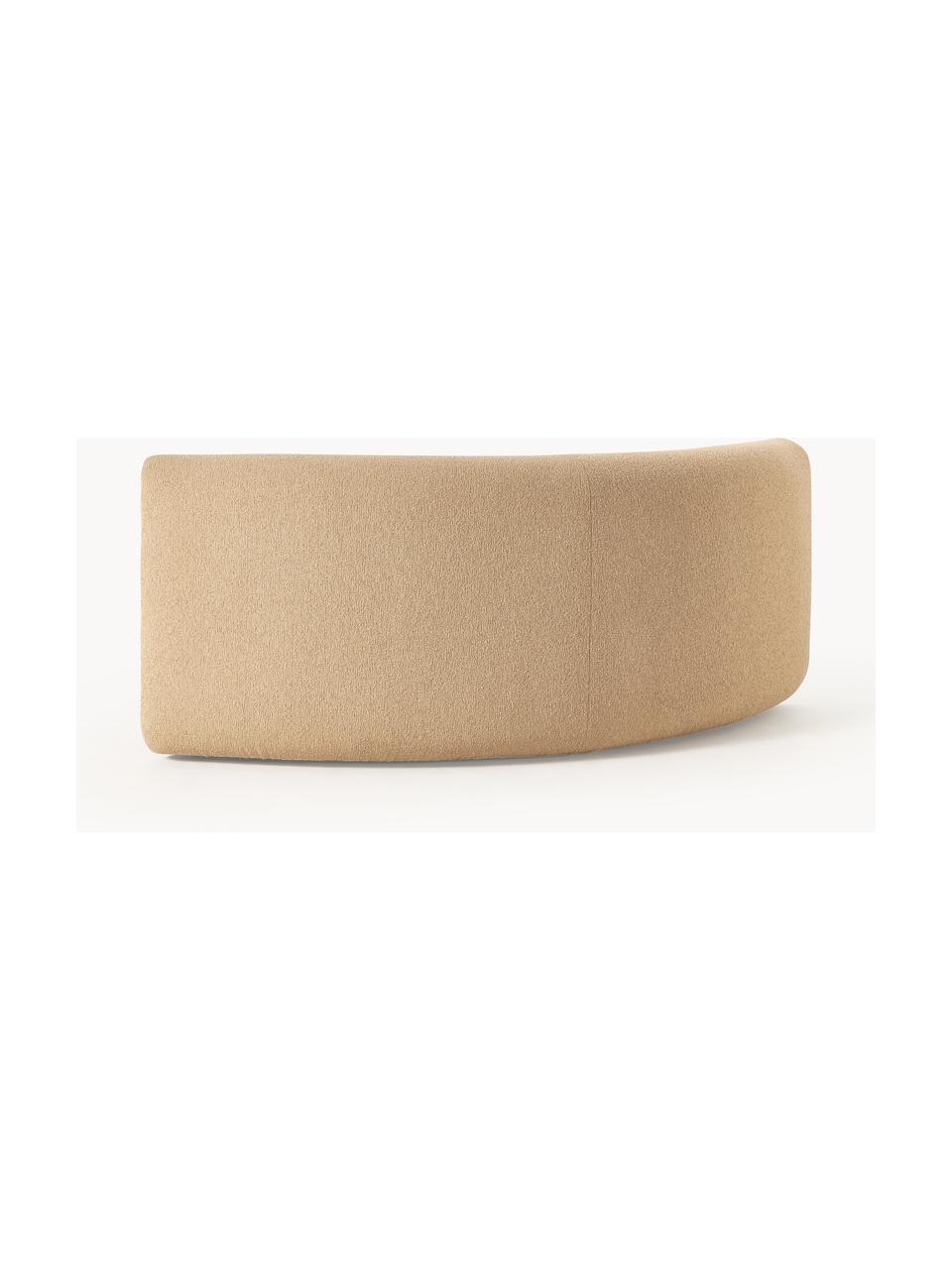 Módulo de esquina redondo en tejido bouclé Sofia, Tapizado: tejido bouclé (100% polié, Estructura: madera de abeto, tablero , Patas: plástico Este producto es, Bouclé beige, An 190 x F 103 cm