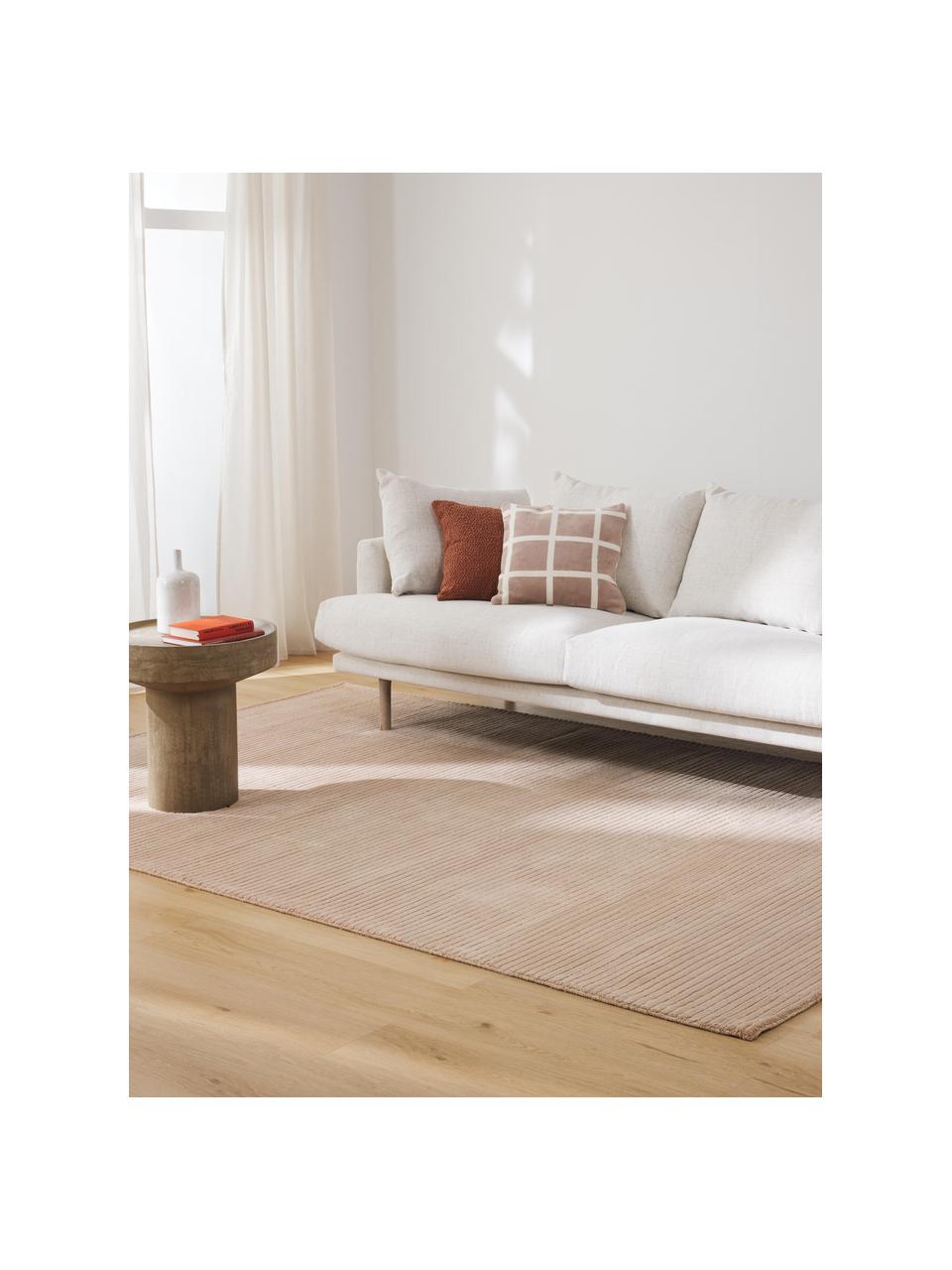 Alfombra artesanal de pelo largo texturizada Wes, 100% poliéster con certificado GRS, Beige, An 80 x L 150 cm (Tamaño XS)