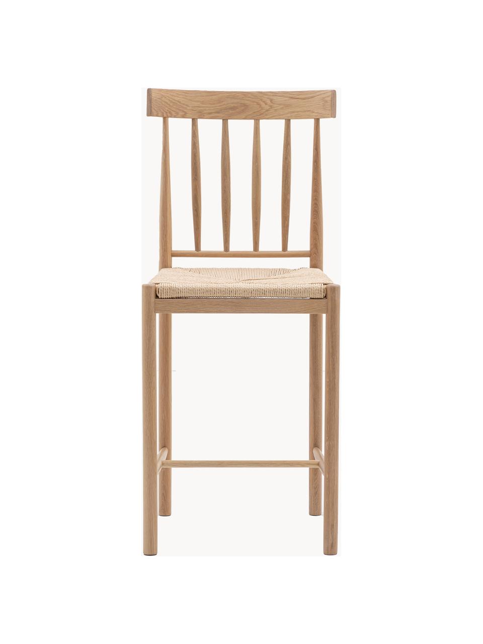 Chaises de comptoir en bois de hêtre fabriquées à la main Eton, 2 pièces, Bois clair, beige clair, larg. 46 x haut. 111 cm