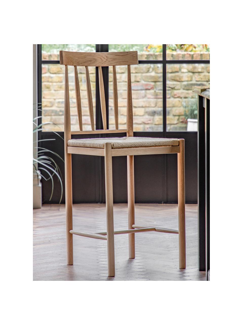 Ručně vyrobené barové židle z dubového dřeva Eton, 2 ks, Dubové dřevo, světle béžová, Š 46 cm, V 111 cm