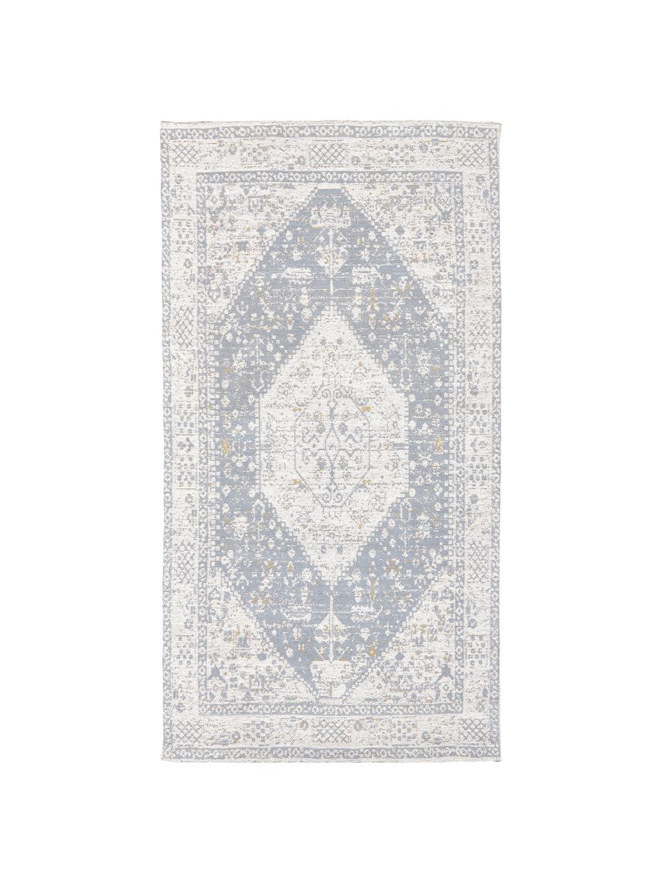 Ručne tkaný ženilkový vintage koberec Neapel, Krémová, vzorovaná, Š 80 x D 150 cm (veľkosť XS)