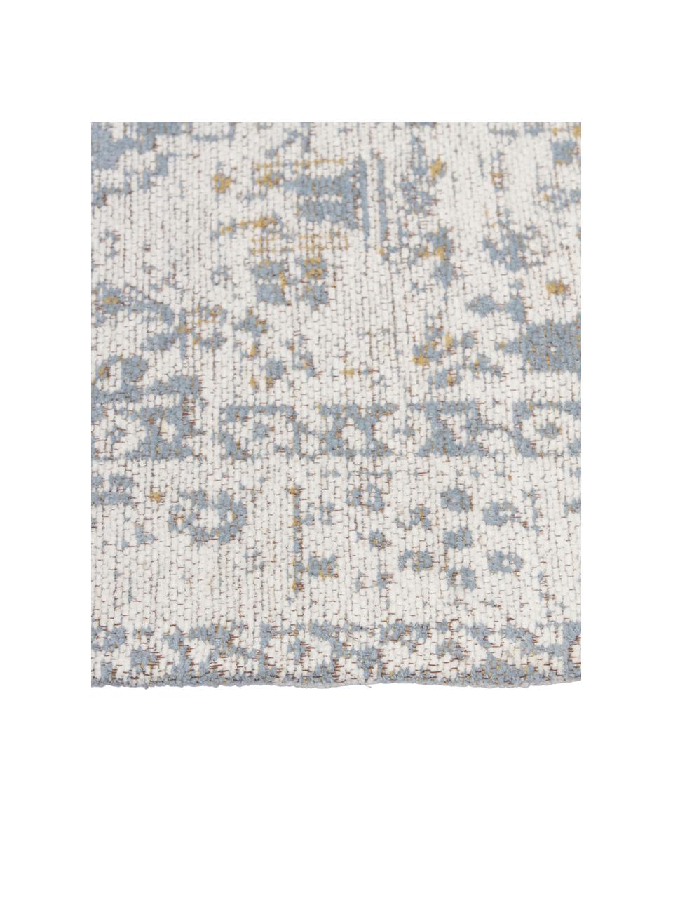 Tappeto in ciniglia tessuto a mano Neapel, Retro: 100% cotone Il materiale , Blu piccione, bianco crema, taupe, Larg. 80 x Lung. 150 cm (taglia XS)