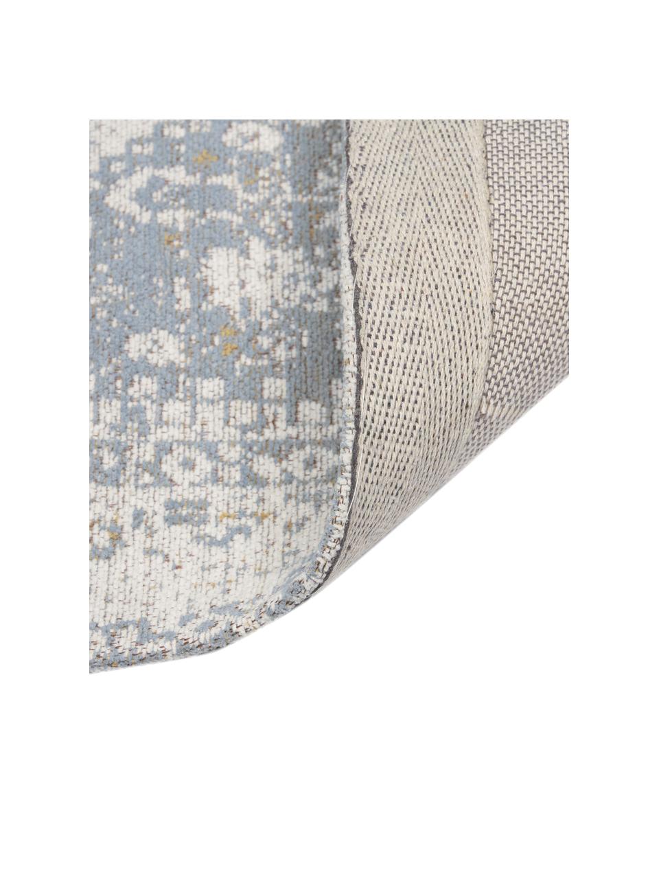 Ručně tkaný žinylkový koberec Neapel, Holubí modrá, krémově bílá, taupe, Š 80 cm, D 150 cm (velikost XS)