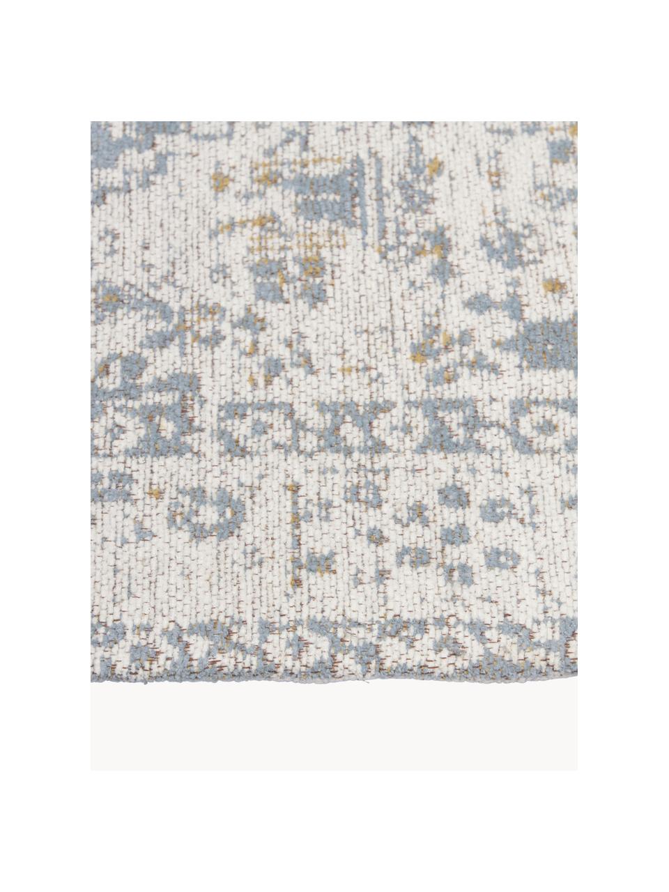 Tapis chenille tissé main Neapel, Gris-bleu, blanc crème, larg. 160 x long. 230 cm