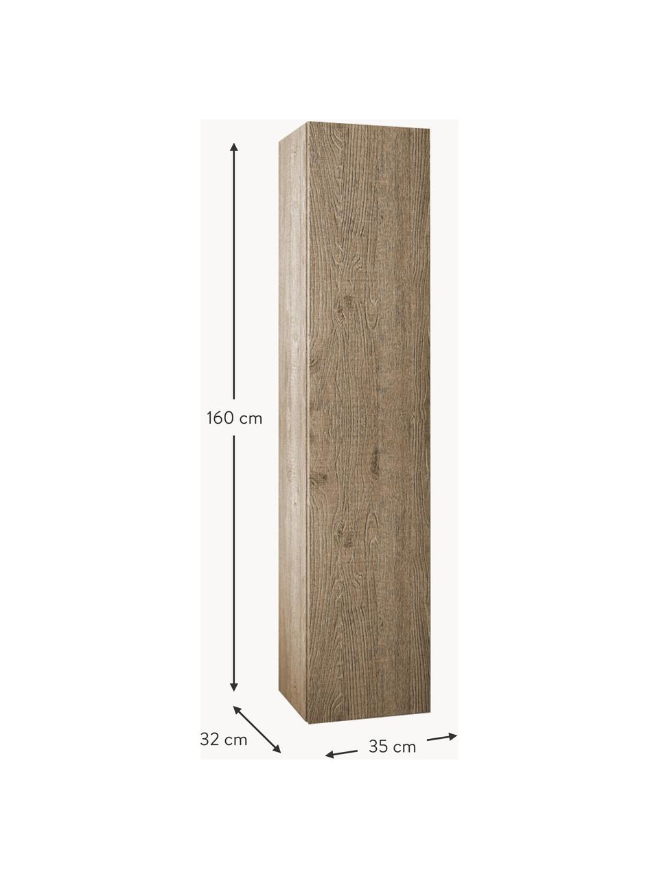 Mueble de baño alto Yoka, 35 cm, Estantes: vidrio, Beige, aspecto de madera de roble, An 35 x Al 160 cm