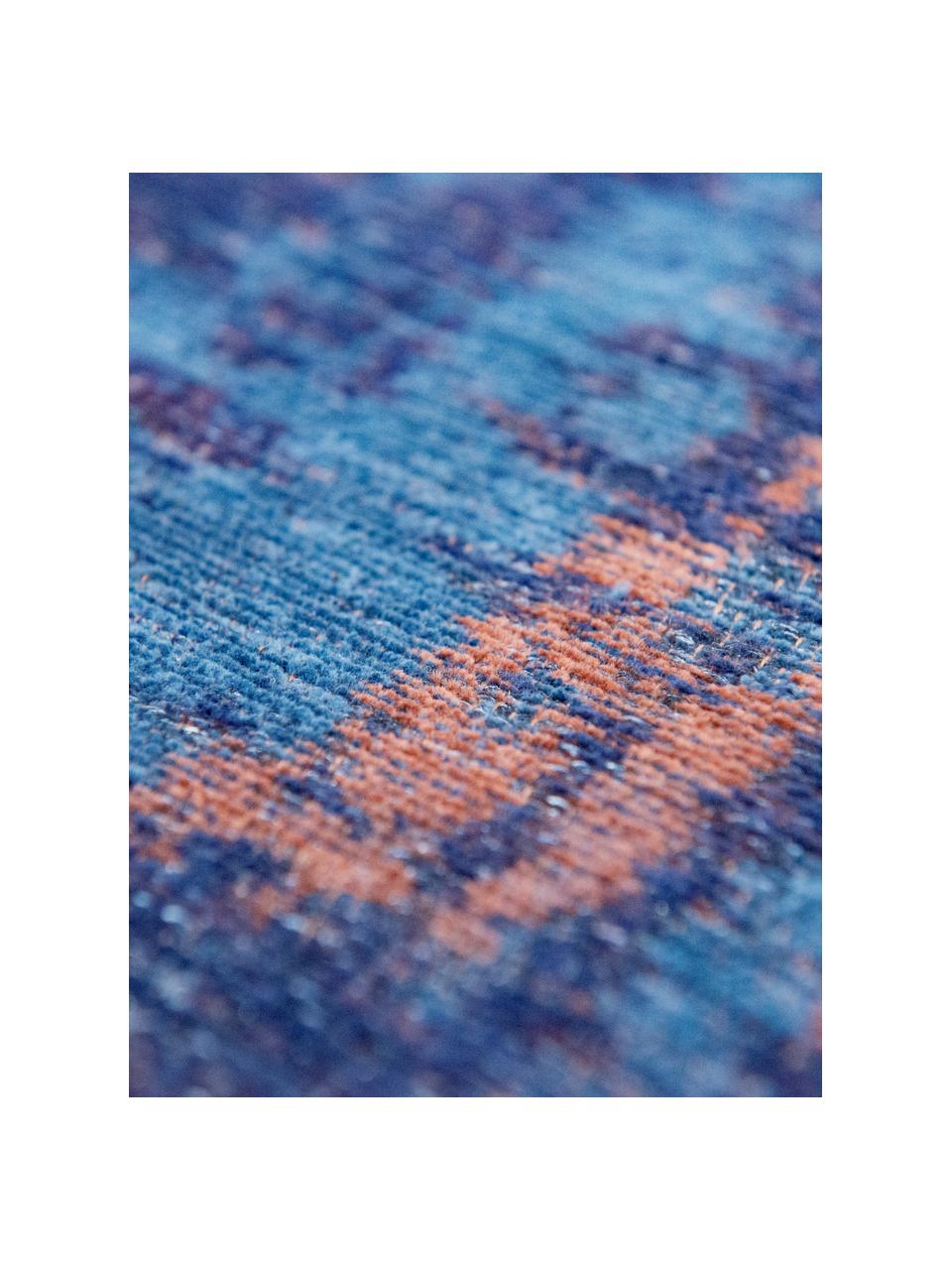 Tapis avec motif abstrait Sunset, 100 % polyester, Bleu foncé, terracotta, larg. 80 x long. 150 cm (taille XS)