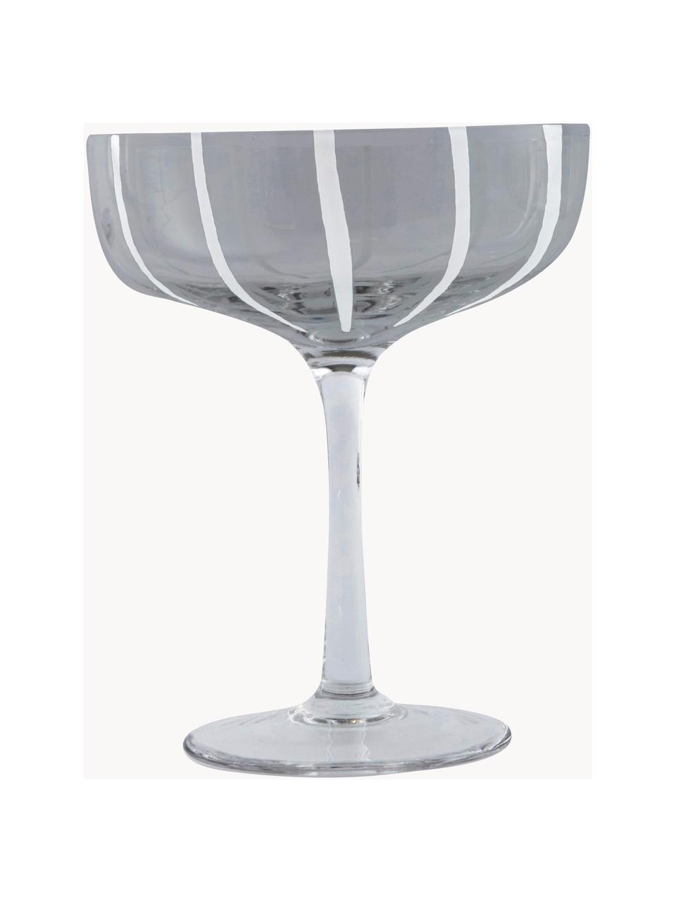 Mundgeblasene Champagnerschalen Mizu, 2 Stück, Glas, Grau, Weiss, Ø 11 x H 14 cm, 230 ml