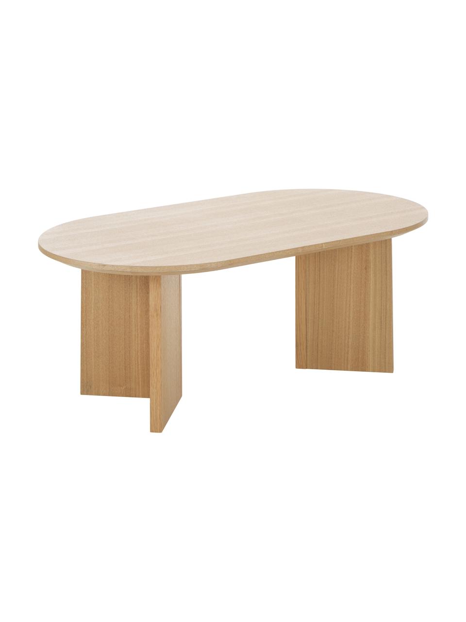 Ovale salontafel Toni van hout, MDF met gelakt essenhoutfineer, Bruin, B 100 cm x H 35 cm