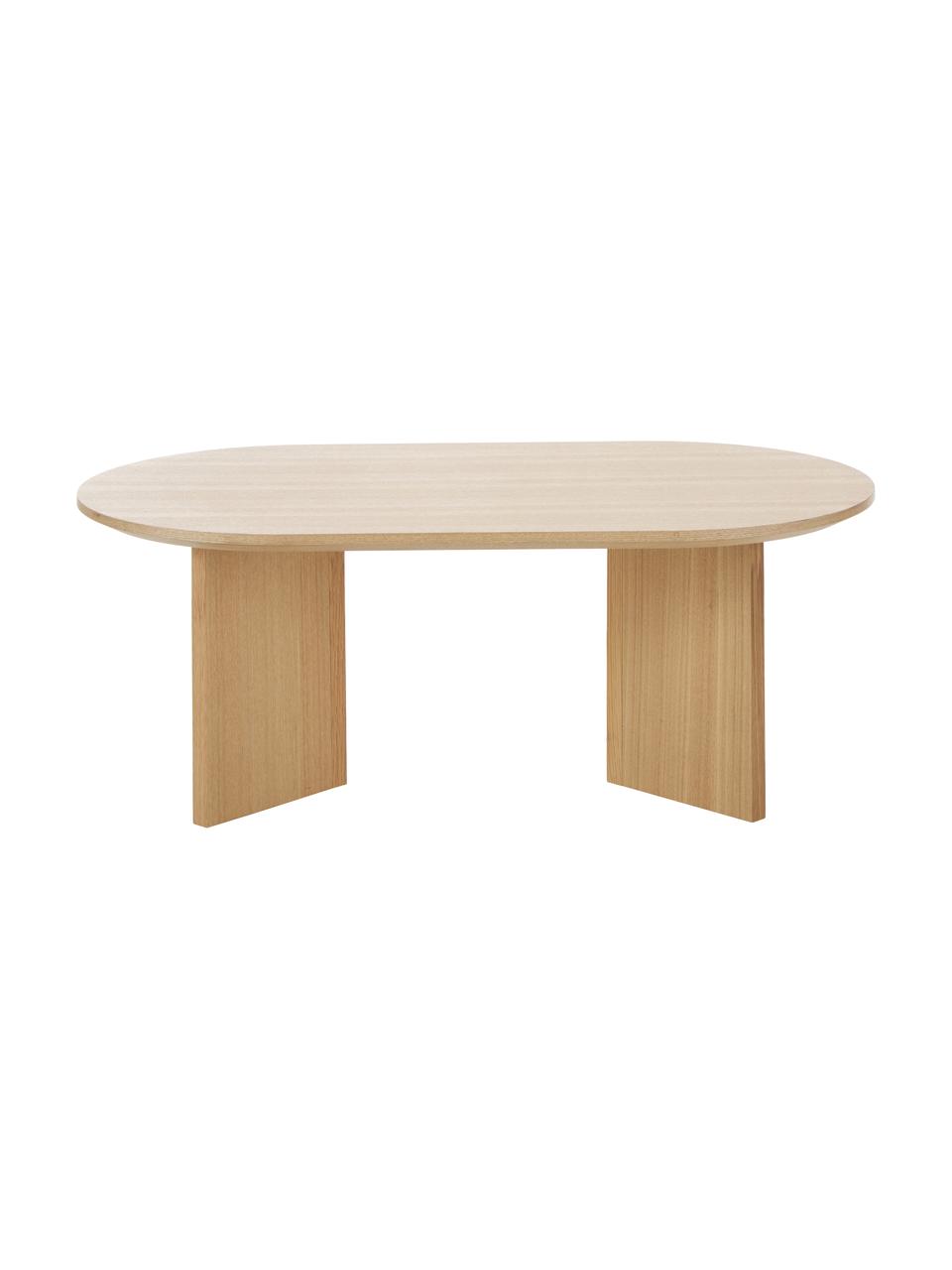 Tavolino ovale in legnoToni, Pannello di fibra a media densità (MDF) con finitura in frassino, verniciato, Marrone, Larg. 100 x Alt. 35 cm